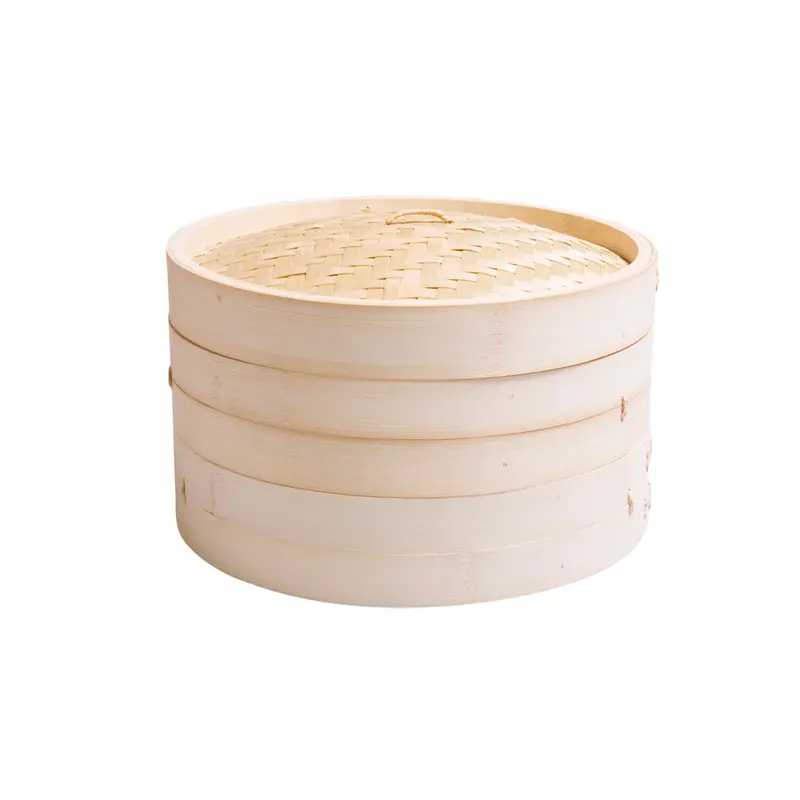 10-Inch Bamboo Steaming Basket With Cover 1