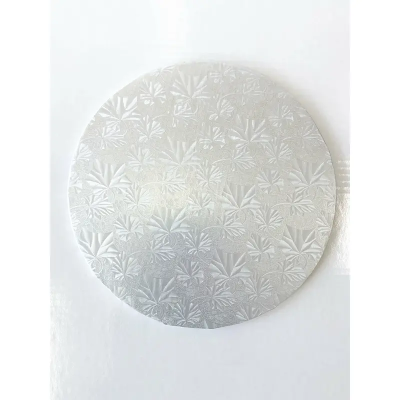 10-Inch Embossed Silver Round Cake Drum Board – 0.5" Depth 1