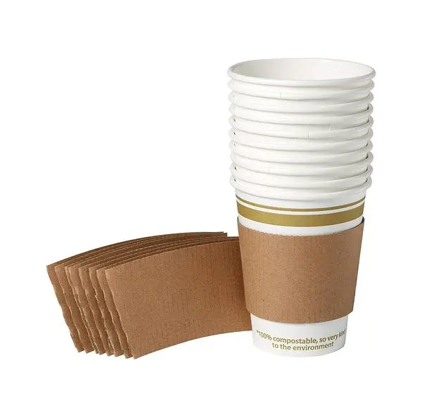 12 Oz Compostable Paper Cup With Recyclable Sleeve – Eco-Friendly Hot Beverage Cup (64-Pack) 1