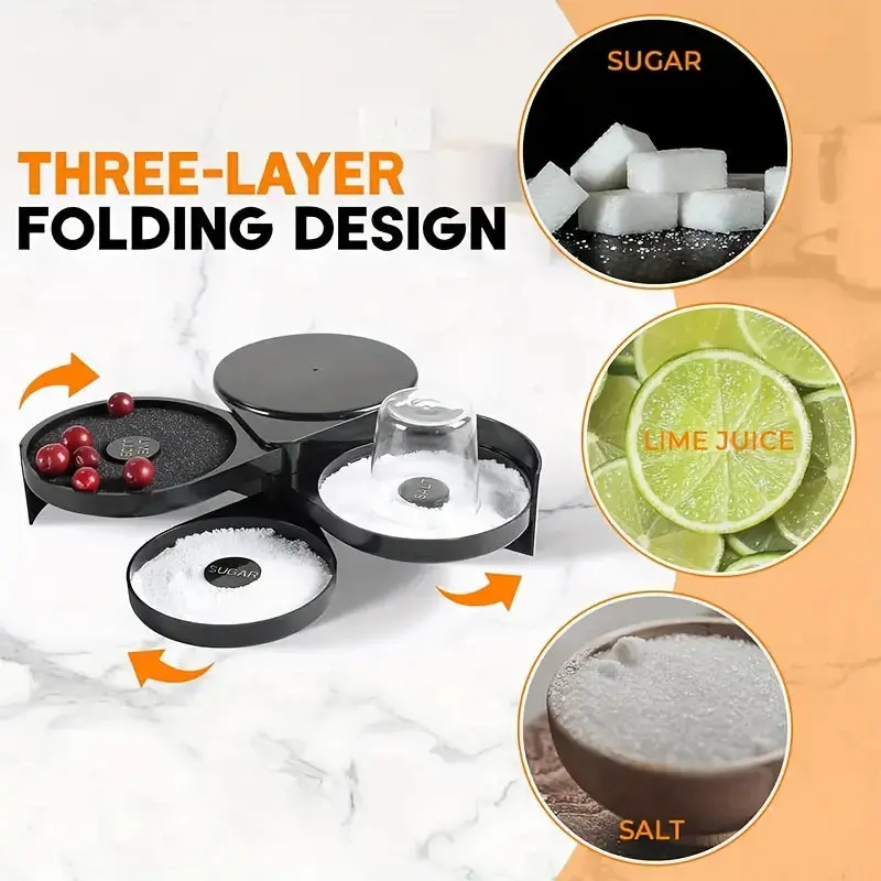 3-Tier Glass Rimming Tray For Cocktails And Garnishes 1