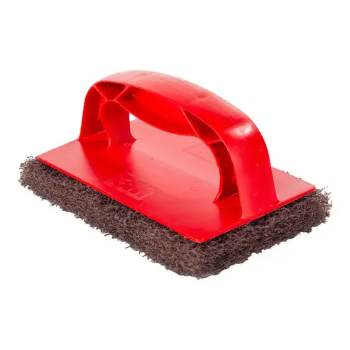 3M Scotch-Brite Griddle Cleaning Scrubber – 4" X 6" X 3" Red Abrasive Pad 1