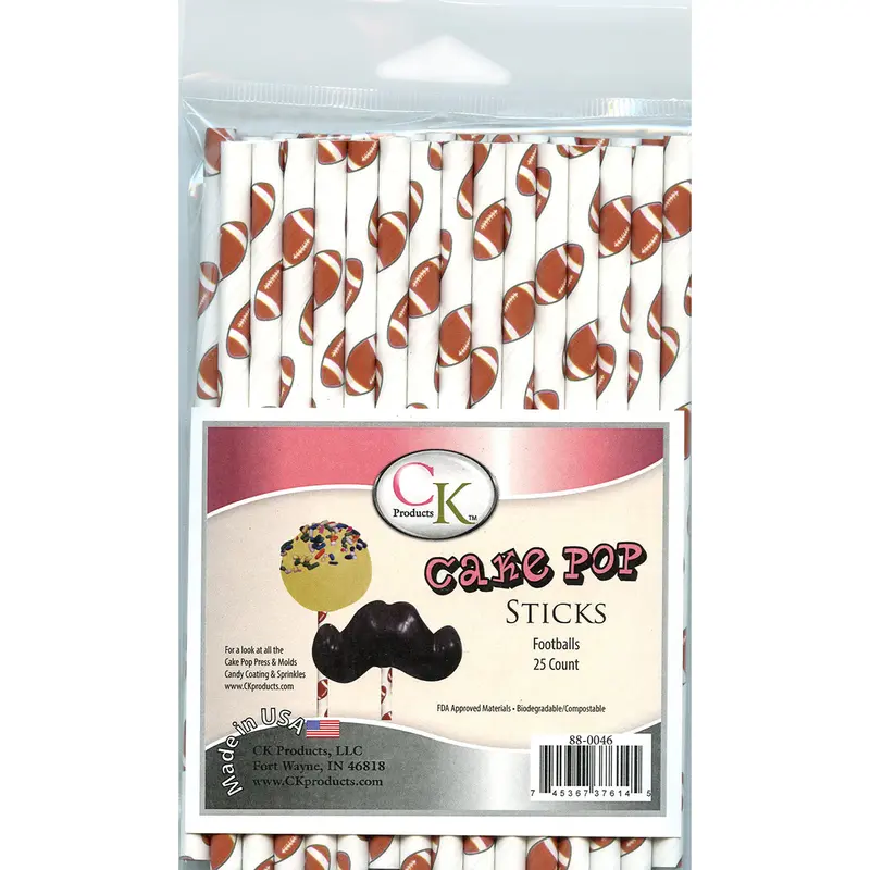 6-Inch Football-Shaped Cake Pop Sticks (Product #88-0046) 1