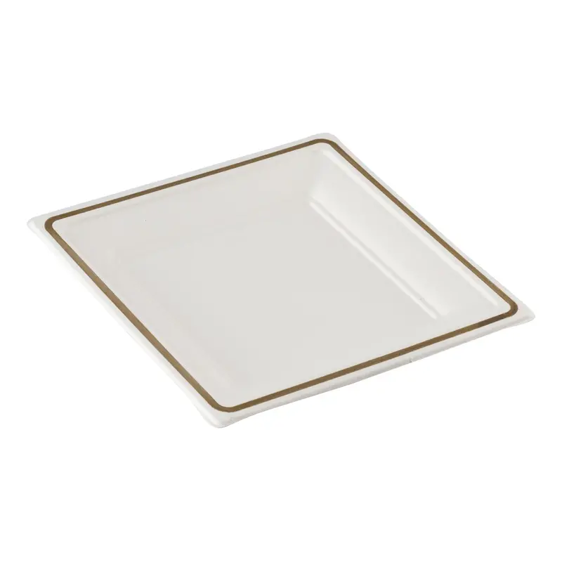 7" Gold-Accented Compostable Square Plate – Sustainable Disposable Tableware (144-Pack) 1