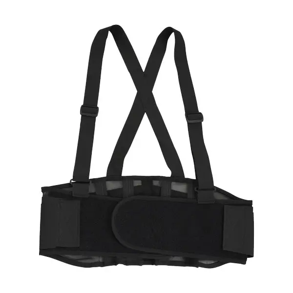 Adjustable Back Support Belt With Shoulder Straps – Black X-Large 1