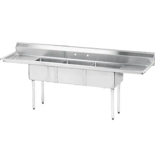 Advance Tabco Fe-3-1515-15Rl-X Triple-Basin Stainless Steel Sink – 15"×15"×12" Bowls With Dual Drainboards 1
