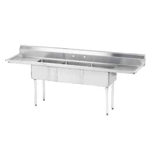 Advance Tabco Fe-3-1812-18Rl-X Triple-Basin Sink – 18"×18"×12" Bowls With Right/Left Drainboards 1