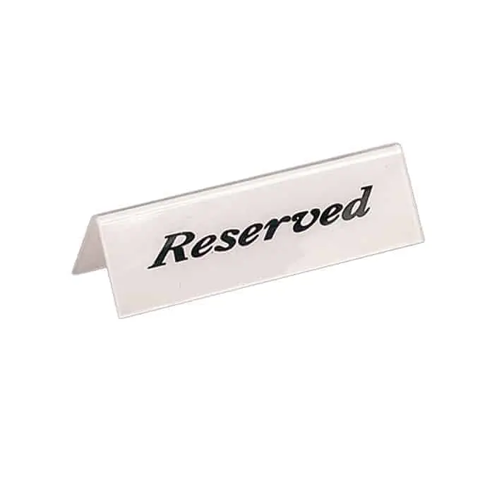American Metalcraft Reserved Table Tent Sign – 6" X 2" Clear Acrylic Standing Display 1