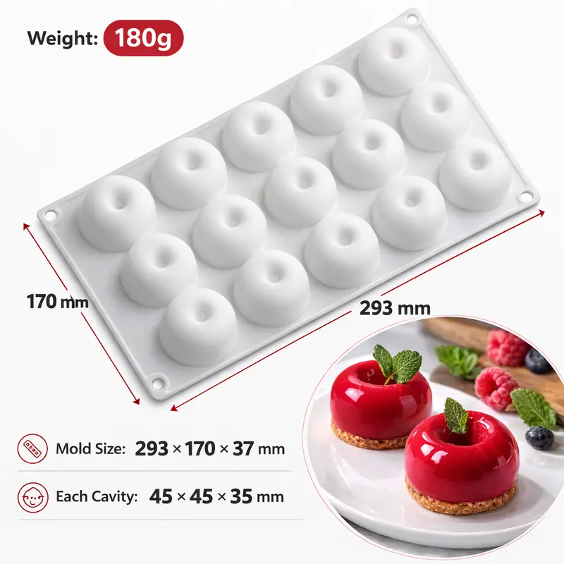 Apple Chocolate Mold – 15-Cavity Large-Batch Template 1