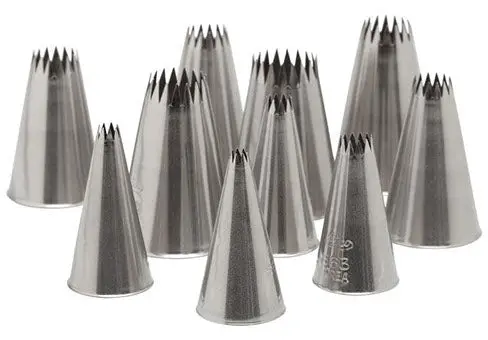 Ateco 10-Piece Open-Star Piping Tip Set For Textured Icing 1