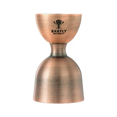 Barfly By Mercer Straight-Rim Bell Jigger – Antique Copper Finish, 1 Oz / 2 Oz Dual Scale 1