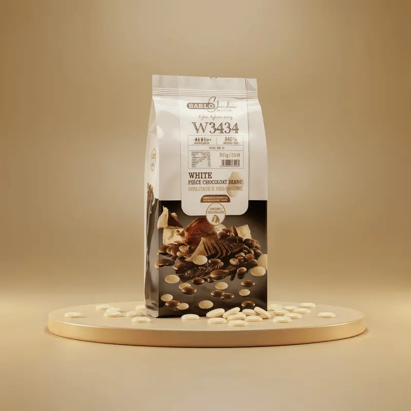 Barlo White Couverture Chocolate Coins – 34% Cocoa, 2.5 Kg 1