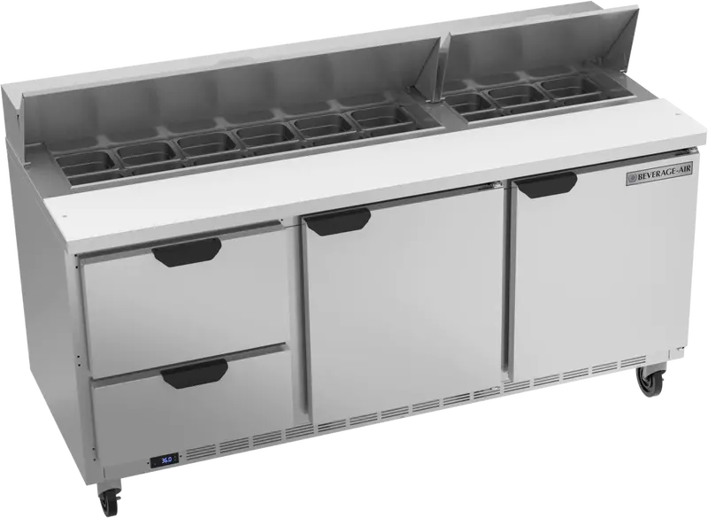Beverage-Air Sped72Hc-18-2 Sandwich Prep Table – 72" Two-Drawer, Dual-Door 1