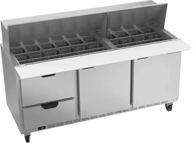 Beverage-Air Sped72Hc-30M-2 Mega-Top Sandwich Prep Table – 72" Two-Drawer, Dual-Door 1