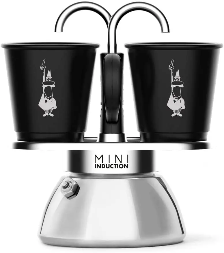 Bialetti Mini Express Induction Set – 2-Cup Espresso Pot + Two Cups (Black) 1