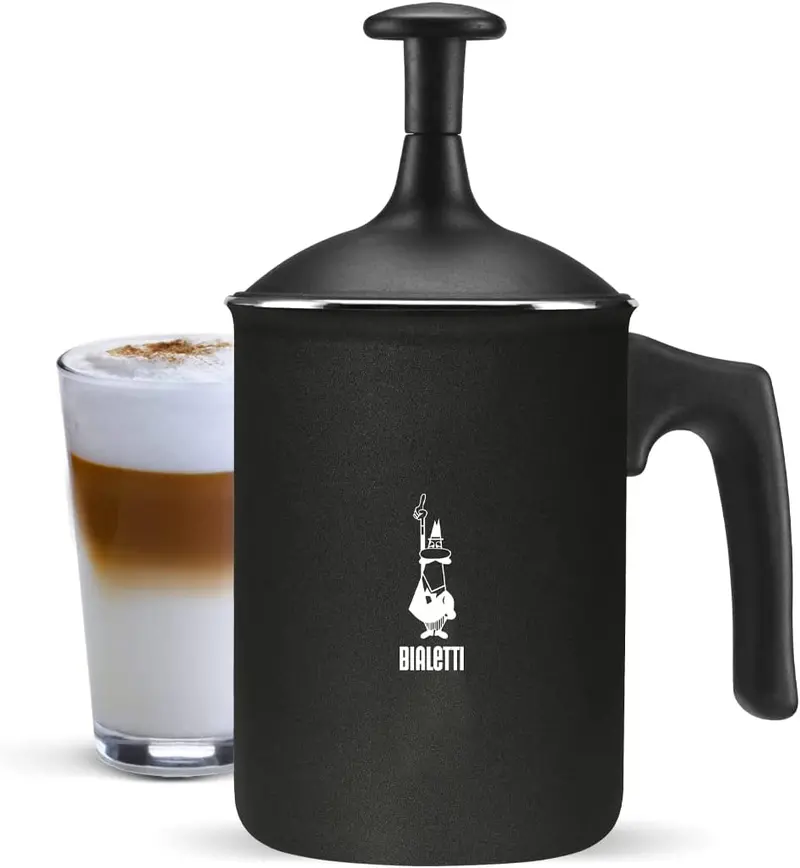 Bialetti Tuttocrema 6-Cup Milk Frother – Black Stainless Steel Design 1