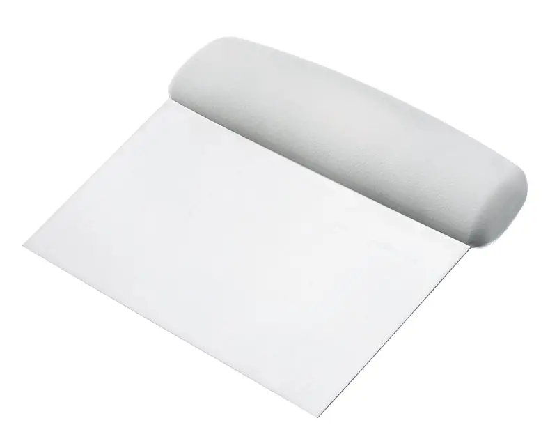 Browne 6" X 3" Dough Scraper With Comfortable White Handle 1