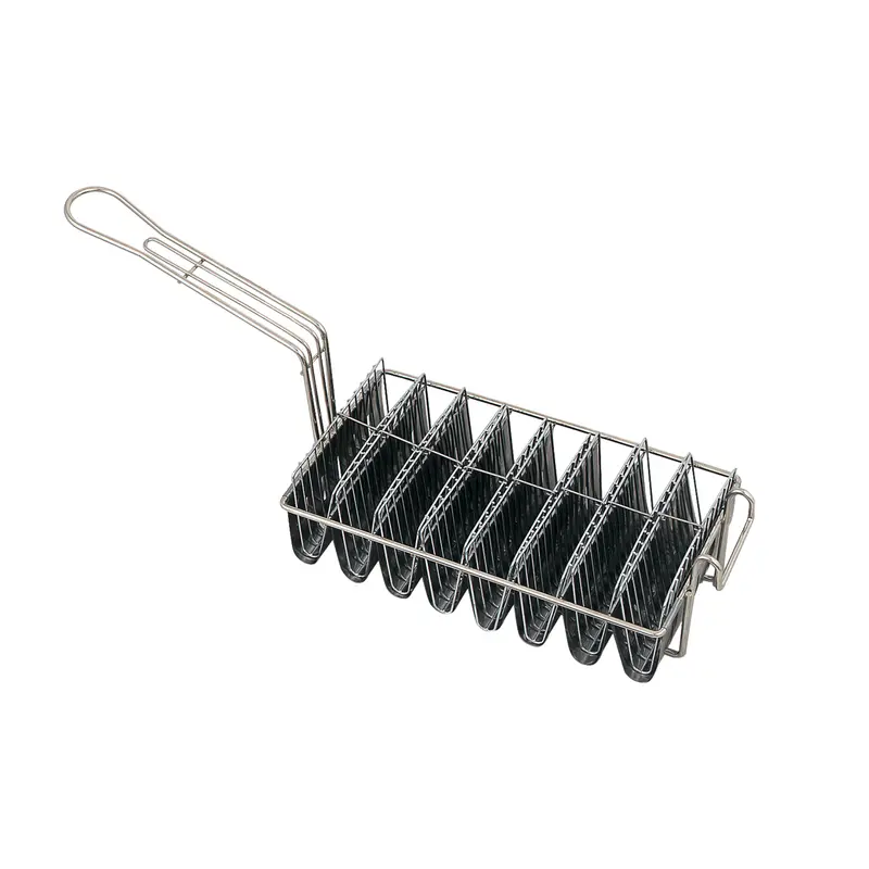 Browne 8-Slot Taco Fryer Basket – 12" X 6.5" X 3" Commercial Grade 1