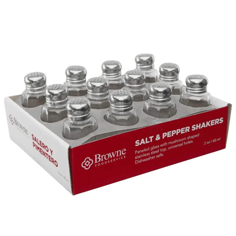 Browne Glass And Stainless Steel Salt & Pepper Shaker Set – 12-Pack 2