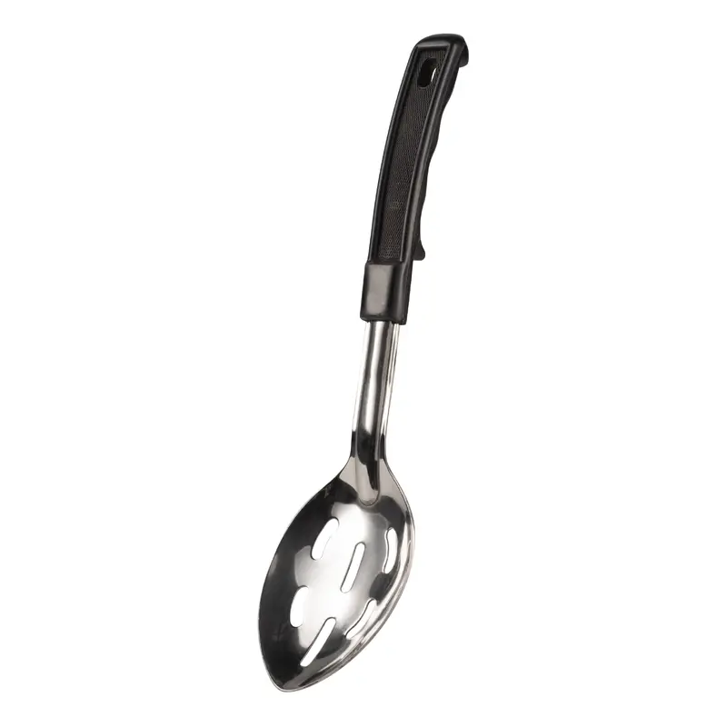 Browne Slotted Serving Spoon With Ergonomic Black Handle 1