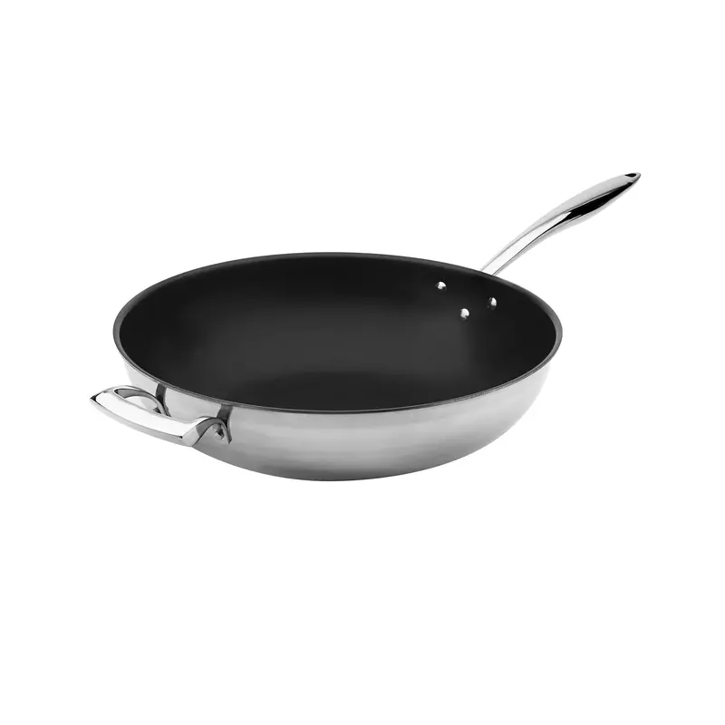 Browne Thermalloy Tri-Ply Stainless Steel Wok – Non-Stick Hybrid Construction 1