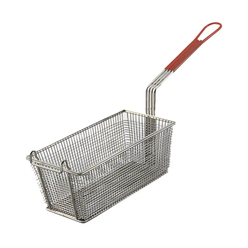 Browne Wire Fry Basket With Red Plastic Handle 1