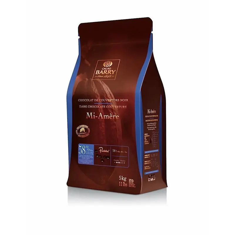 Cacao Barry Mi-Amère Semi-Sweet Chocolate Pistoles, 58% Cocoa, 5-Kg Bag 1