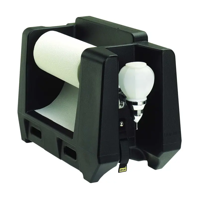 Cambro Hwapr110 Black Handwashing Station With Soap Dispenser And Paper Towel Holder 1