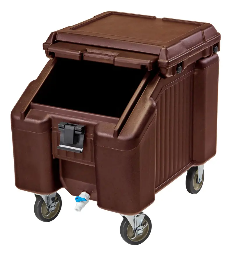 Cambro Slidinglid Ice Caddy – 100 Lb Capacity, Dark Brown, Locking Lid (Final Sale) 1