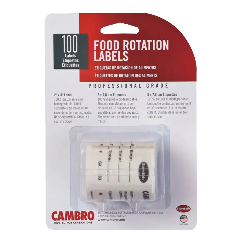 Cambro Storesafe Food Rotation Labels — 3" X 2", 100 Per Roll 1