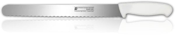 Canada Cutlery 12-Inch Scalloped Slicing Knife – White Handle 1