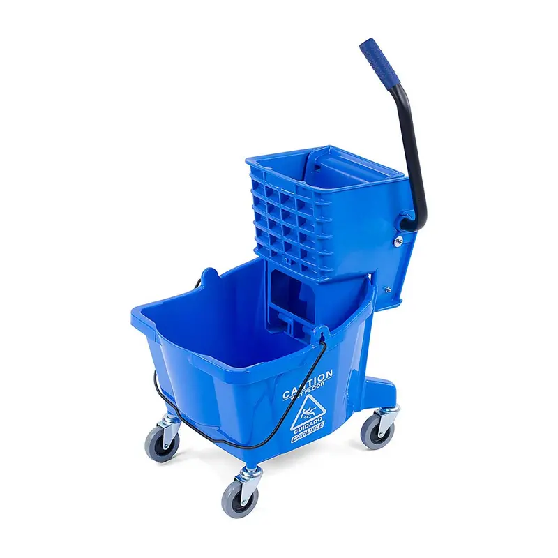 Carlisle Flo-Pac Mop Bucket With Side-Press Wringer – 26-Quart Blue System (3690814) 1