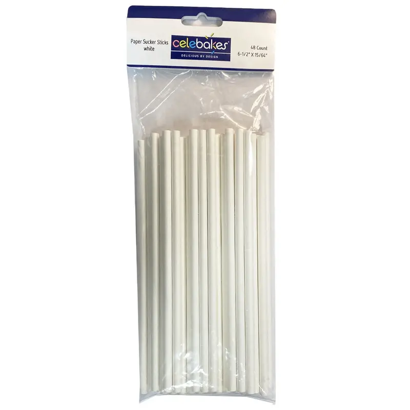 Celebakes 6.5-Inch Sucker Sticks – 48 Count, Food-Grade Lollipop Dowels (15/64" Diameter) 1