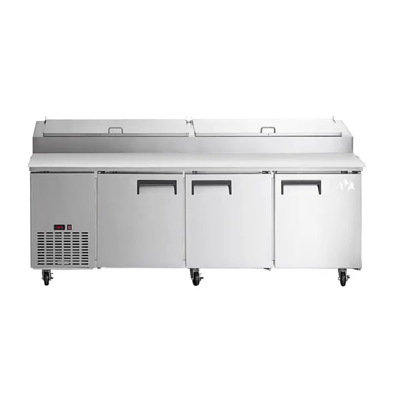 Chef Aaa Appt-91-Hc 91-Inch Commercial Pizza Prep Table Refrigerator – 12 Pan Capacity, 3-Door, 24.2 Cu. Ft. 1