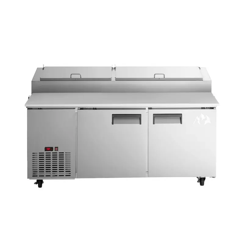 Chef Aaa Picl2-Hc Commercial Sandwich Prep Table — 71", 2-Door Stainless Steel, Fits 9 Pans, 16.9 Cu. Ft. 1