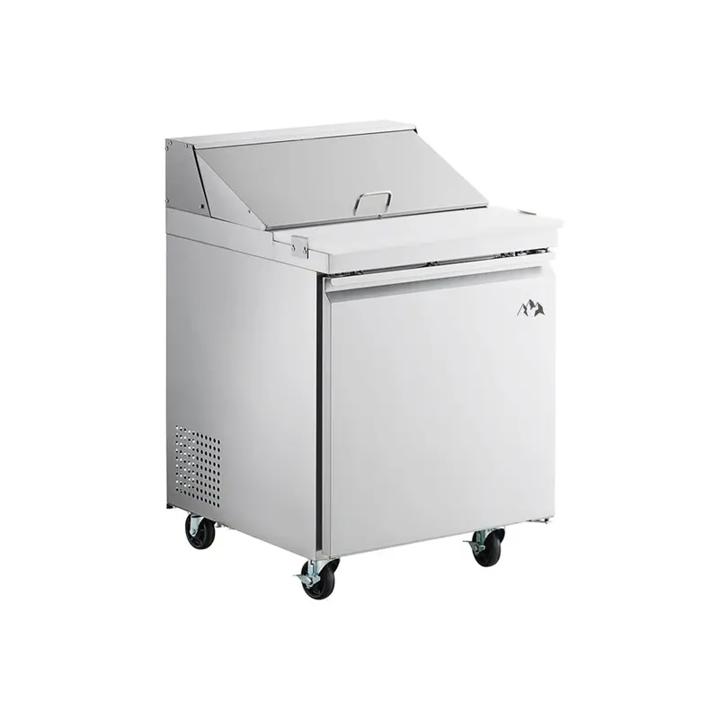 Chef Aaa Ss-Pt-27-Hc 27-Inch Commercial Sandwich Prep Table – 6-Pan Capacity, Single-Door Stainless Steel Refrigerator – 6 Cu. Ft. 1