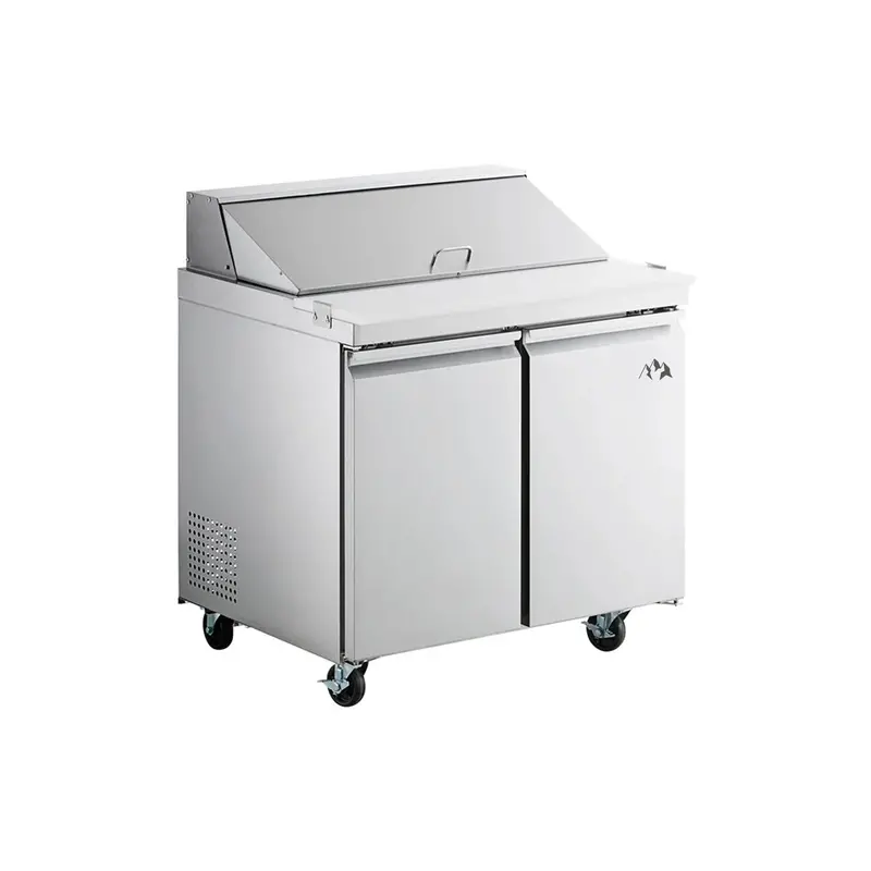 Chef Aaa Ss-Pt-36M-Hc 36-Inch Commercial Sandwich Prep Table – Mega Top, 15-Pan Capacity, 2-Door Stainless Steel Refrigerator – 7.6 Cu. Ft. 1