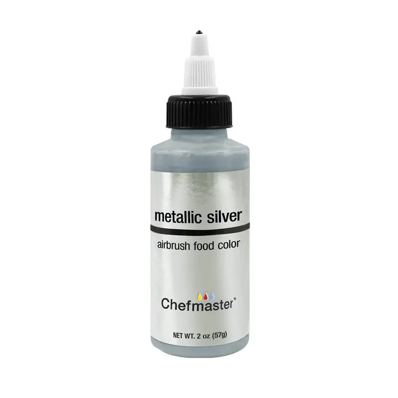 Chefmaster Metallic Silver Airbrush Coloring – 2 Oz Highly Pigmented, Flow-Optimized Liquid 1