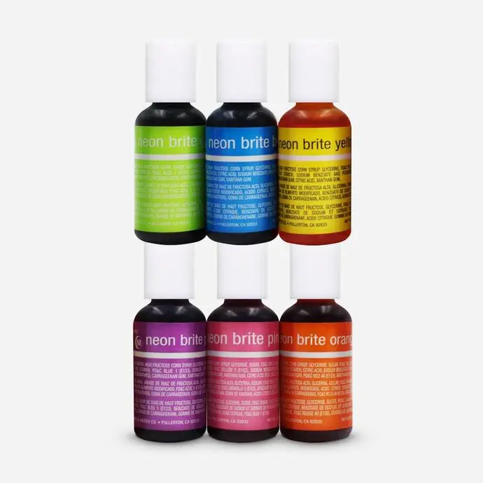 Chefmaster Neon 6-Color Liqua-Gel Kit – 0.70 Oz (20 Ml) Assortment Of Fluorescent Liquid Food Dyes 1