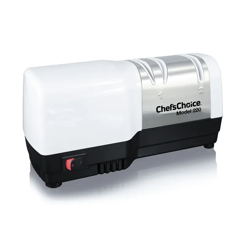 Chef'Schoice Model 220 Hybrid 2-Stage Electric/Manual Knife Sharpener – 20-Degree Edge, White, 120V 1