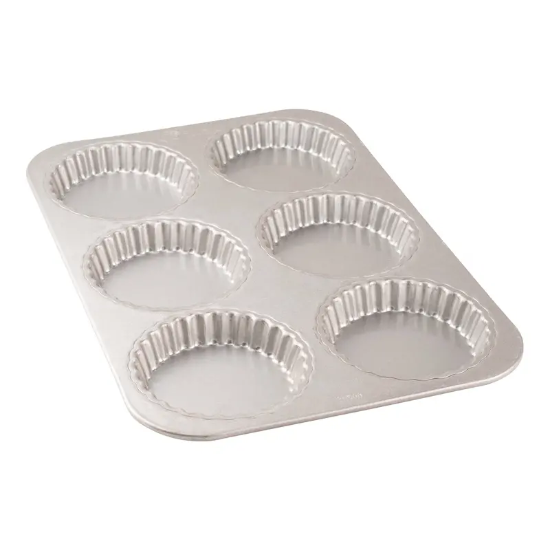 Chicago Metallic Fluted Tart Pan – 6-Cavity, Glazed Aluminized Steel 1