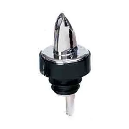 Chrome-Finished 370 Series Plastic Pourer With Black Collar For Liquids 1