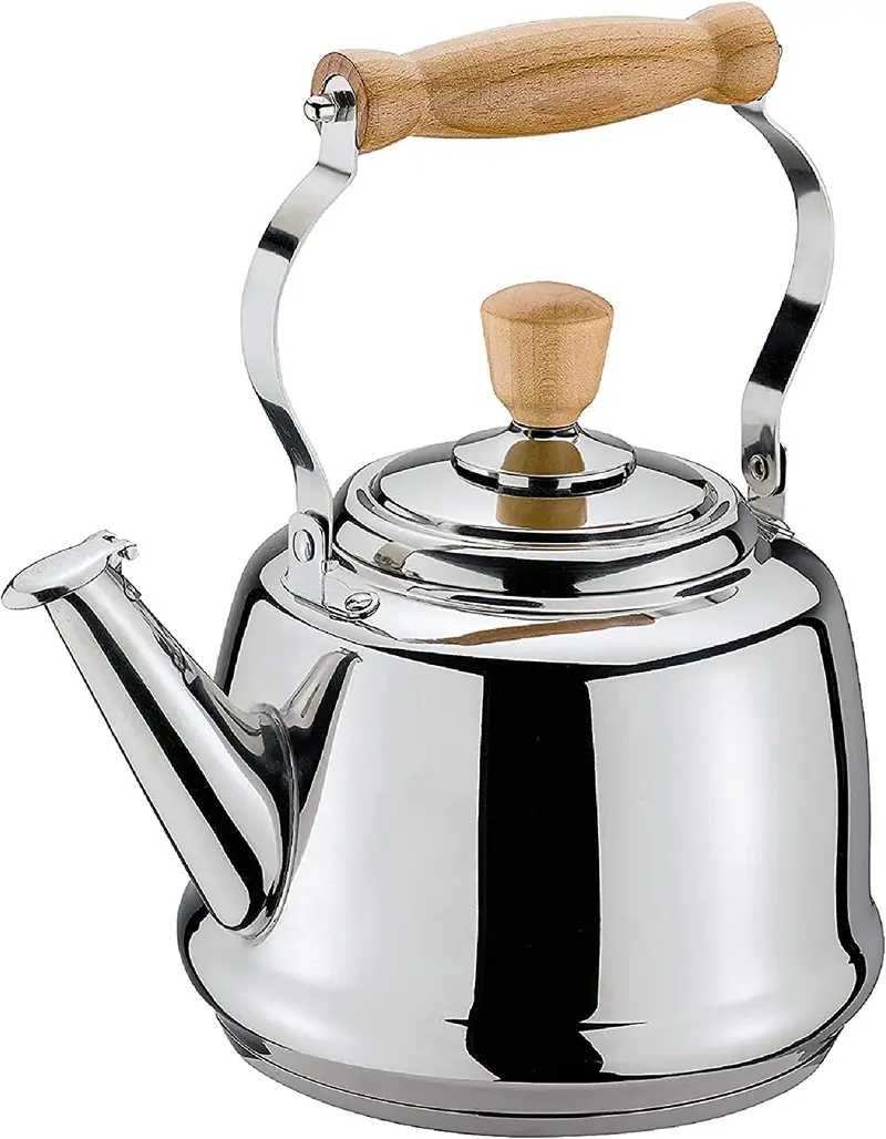 Cilio Tradition Stainless Steel Stovetop Kettle – 2.6-Quart With Wood Handles 1