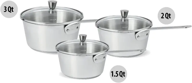 Cristel 1826 3-Piece Stainless Steel Saucepan Set With Lids 1