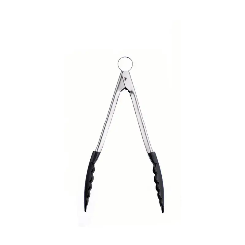 Cuisipro Locking Silicone-Coated Tongs – Stainless Steel With Black Grip 1