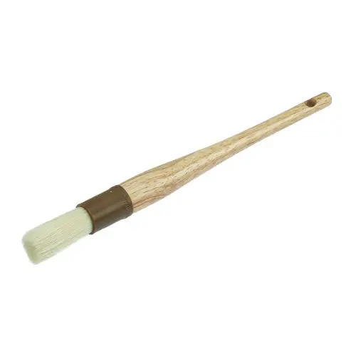 Culinary Essentials 1-Inch Round Pastry Brush – Natural Bristle, Brown Handle 1