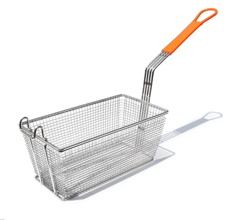Culinary Essentials Orange-Handle Deep Fryer Basket (12.125" X 6.3125" X 5.9375") 1