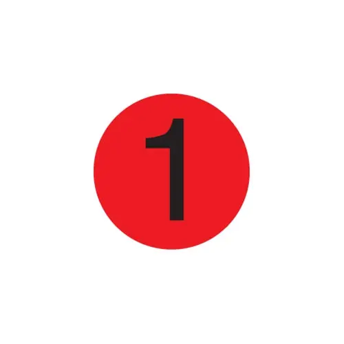Daymark Movemark Red Numbered Circle Labels – 3/4 Inch Diameter, 2000-Count Pack 1