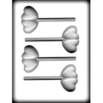 Double-Heart 2.75-Inch Hard Candy Sucker Mold (Model 8H-1241) 1