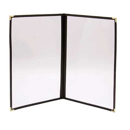 Double-Sided Black Sewn Vinyl Menu Cover (8.5" X 14") 1