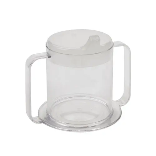 Drive Medical Dual-Handle Spout Mug – 10 Oz Clear Bpa-Free Beverage Cup With Lid 1